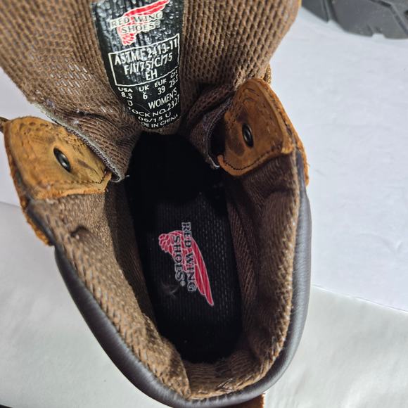 Red Wing Women's Size 8.5 Brown Work Boots Steel Toe Waterproof Slip Resistant - Picture 10 of 10
